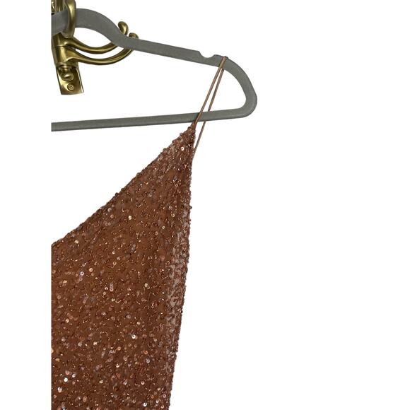 Revolve Retrofete Mich Beaded Sequin Mini Dress Cowl Neck Bronze Size Medium - Picture 5 of 15